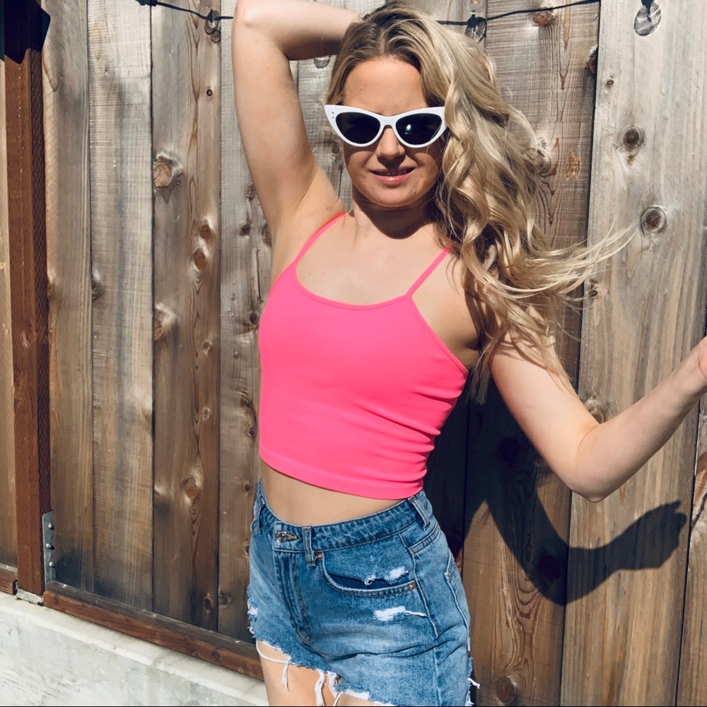 Free People Neon Pink Crop Too Size XS/S